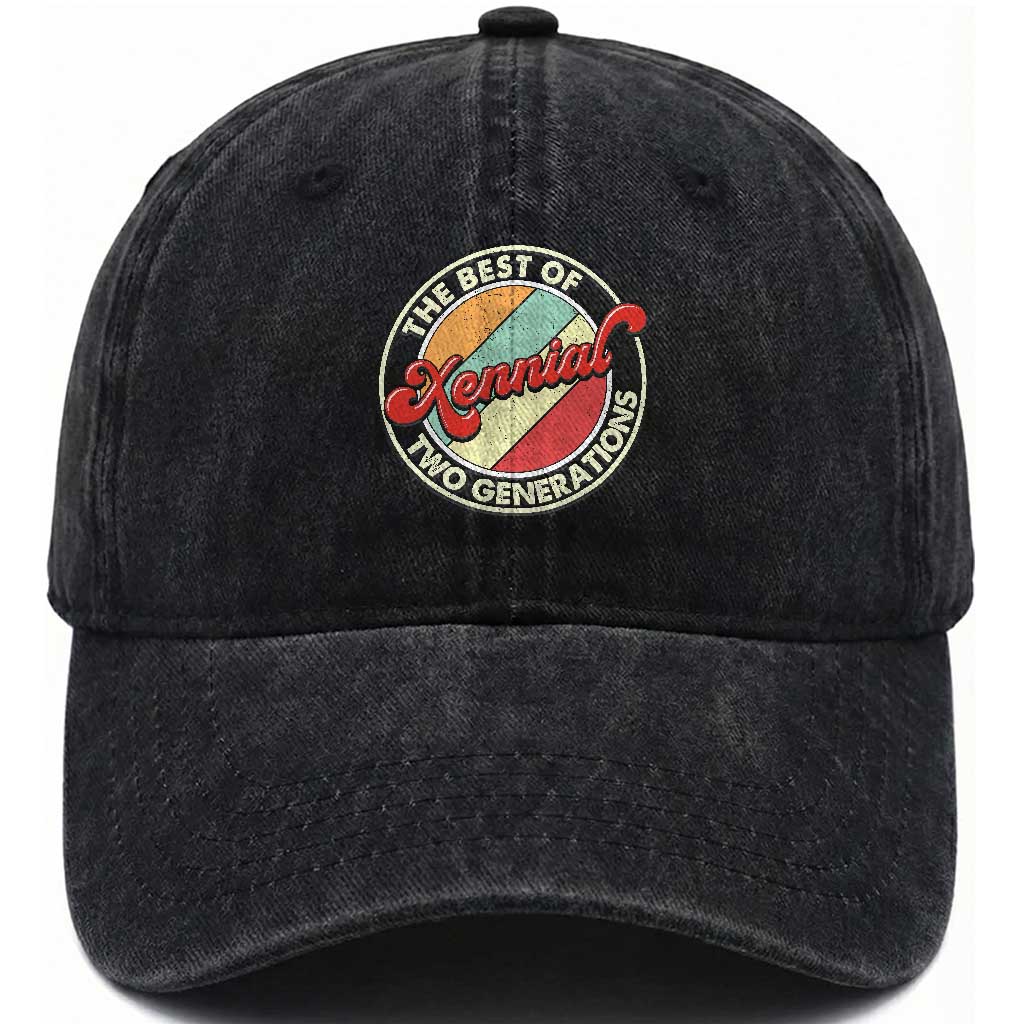 Xennial The Best of Two Generations Washed Cotton Baseball Cap Retro Sunset Vintage 70s Graphic TS02 Print Your Wear