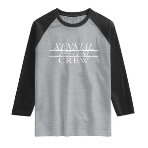 Xennial Crew 1977 to 1983 Raglan Shirt Minimalist Bold Typography Graphic TS02 Heather Gray Black Print Your Wear