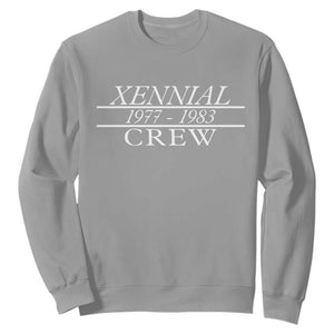 Xennial Crew 1977 to 1983 Sweatshirt Minimalist Bold Typography Graphic TS02 Sport Gray Print Your Wear