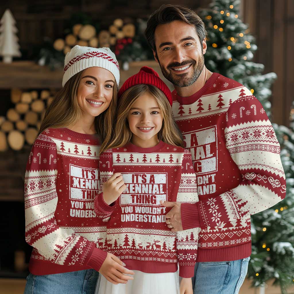 It's A Xennial Thing You Wouldn't Understand Ugly Christmas Sweater Distressed Retro Graphic TS02 Red Beige Print Your Wear