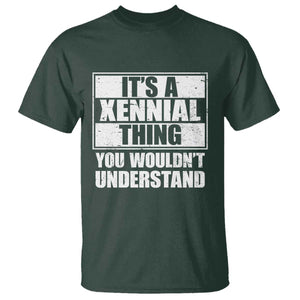 It's A Xennial Thing You Wouldn't Understand T Shirt Distressed Retro Graphic TS02 Dark Forest Green Print Your Wear
