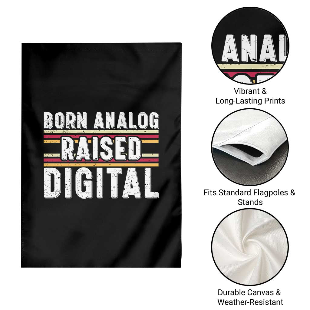 Born Analog Raised Digital Garden Flag Vintage Sunset Retro Tech Graphic TS02 Print Your Wear