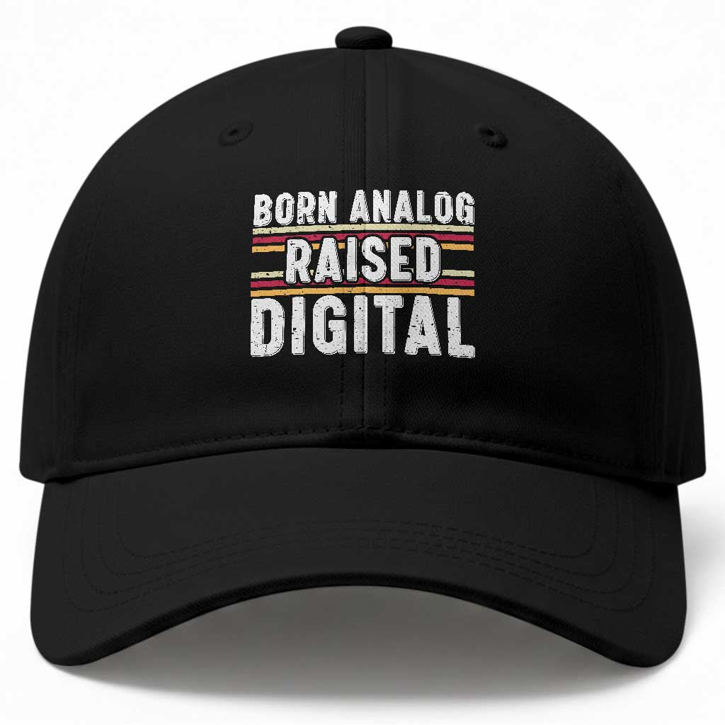 Born Analog Raised Digital Baseball Cap Vintage Sunset Retro Tech Graphic TS02 Print Your Wear