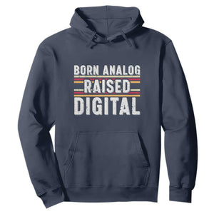Born Analog Raised Digital Hoodie Vintage Sunset Retro Tech Graphic TS02 Navy Print Your Wear
