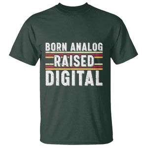 Born Analog Raised Digital T Shirt Vintage Sunset Retro Tech Graphic TS02 Dark Forest Green Print Your Wear