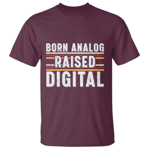 Born Analog Raised Digital T Shirt Vintage Sunset Retro Tech Graphic TS02 Maroon Print Your Wear