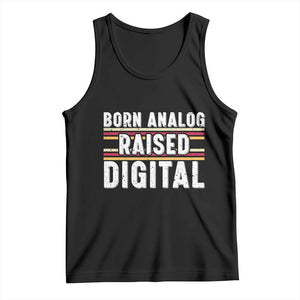 Born Analog Raised Digital Tank Top Vintage Sunset Retro Tech Graphic TS02 Black Print Your Wear