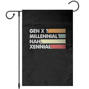 Gen X Millennial Nah Xennial Garden Flag Retro Sunset Striped Typography Graphic TS02 Black Print Your Wear