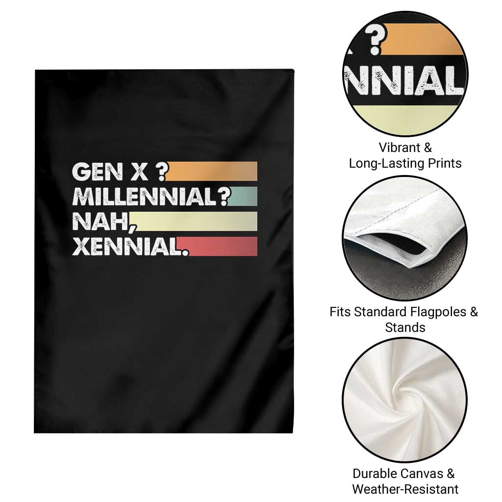 Gen X Millennial Nah Xennial Garden Flag Retro Sunset Striped Typography Graphic TS02 Print Your Wear