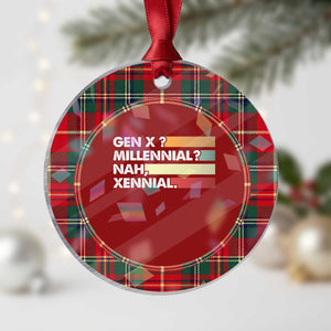 Gen X Millennial Nah Xennial Holographic Acrylic Ornament Retro Sunset Striped Typography Graphic