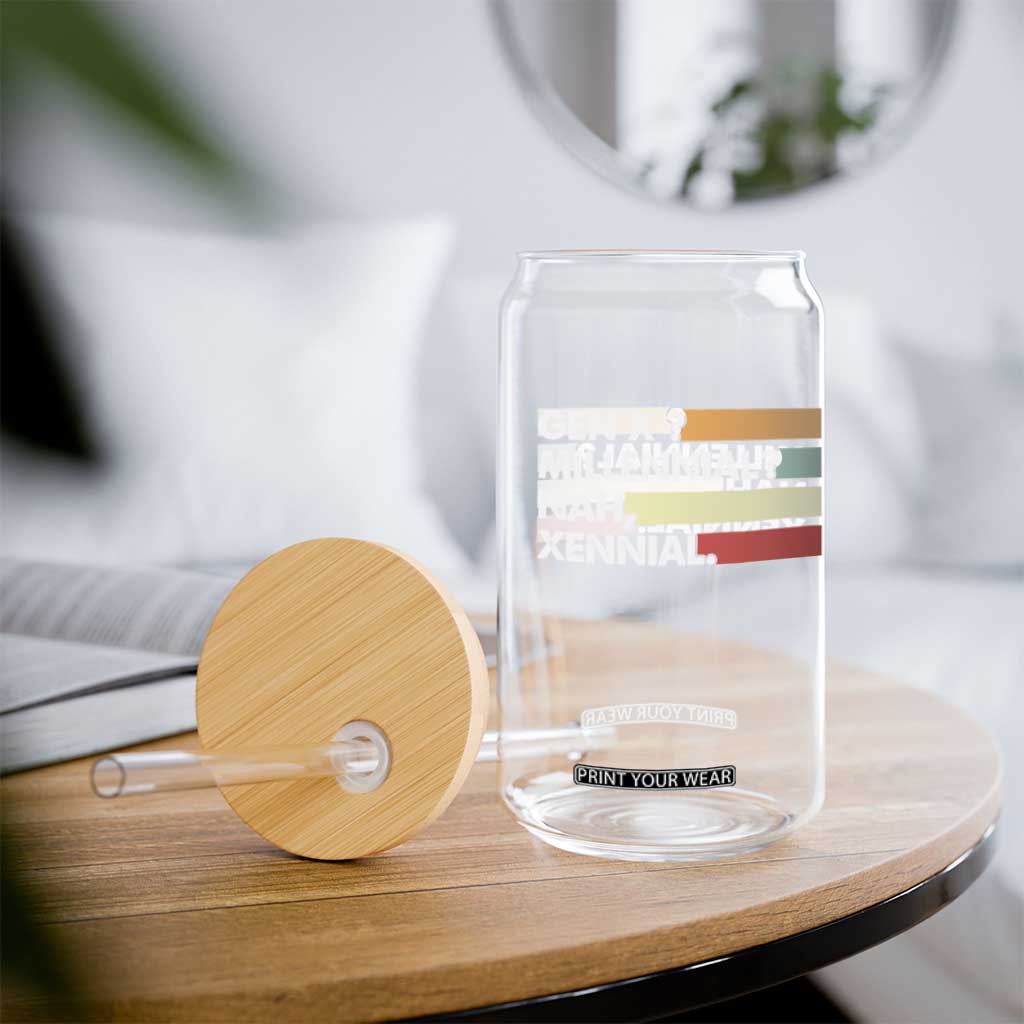 Gen X Millennial Nah Xennial Glass Can Retro Sunset Striped Typography Graphic TS02 Print Your Wear