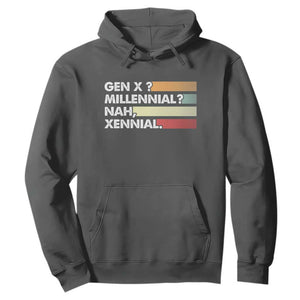 Gen X Millennial Nah Xennial Hoodie Retro Sunset Striped Typography Graphic TS02 Dark Heather Print Your Wear
