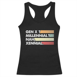 Gen X Millennial Nah Xennial Racerback Tank Top Retro Sunset Striped Typography Graphic TS02 Black Print Your Wear