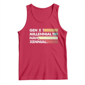 Gen X Millennial Nah Xennial Tank Top Retro Sunset Striped Typography Graphic TS02 Red Print Your Wear