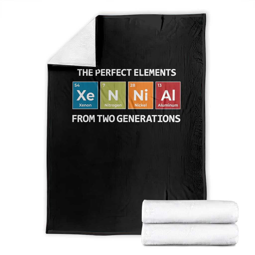Xennial The Perfect Elements From Two Generations Throw Blanket Periodic Table Science Graphic TS02 Black Print Your Wear