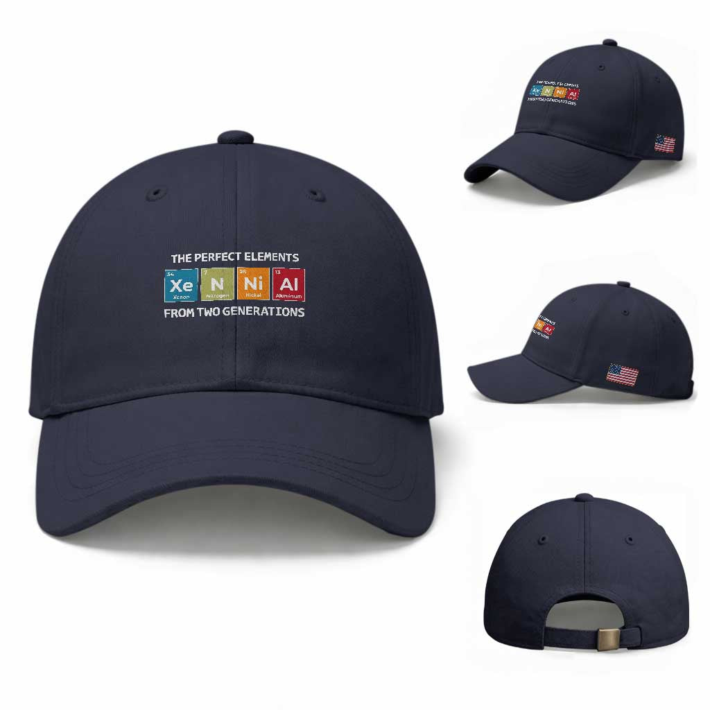 Xennial The Perfect Elements From Two Generations Baseball Cap Periodic Table Science Graphic TS02 Baseball Cap Universal Fit Navy Print Your Wear
