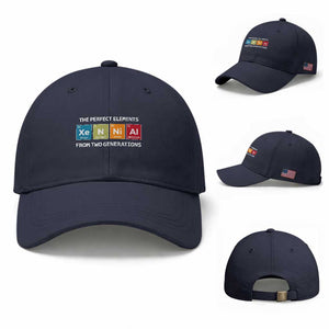 Xennial The Perfect Elements From Two Generations Baseball Cap Periodic Table Science Graphic TS02 Baseball Cap Universal Fit Navy Print Your Wear