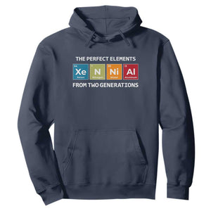 Xennial The Perfect Elements From Two Generations Hoodie Periodic Table Science Graphic TS02 Navy Print Your Wear