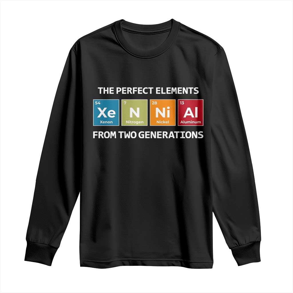 Xennial The Perfect Elements From Two Generations Long Sleeve Shirt Periodic Table Science Graphic TS02 Black Print Your Wear