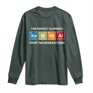 Xennial The Perfect Elements From Two Generations Long Sleeve Shirt Periodic Table Science Graphic TS02 Dark Forest Green Print Your Wear