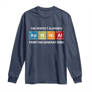 Xennial The Perfect Elements From Two Generations Long Sleeve Shirt Periodic Table Science Graphic TS02 Navy Print Your Wear