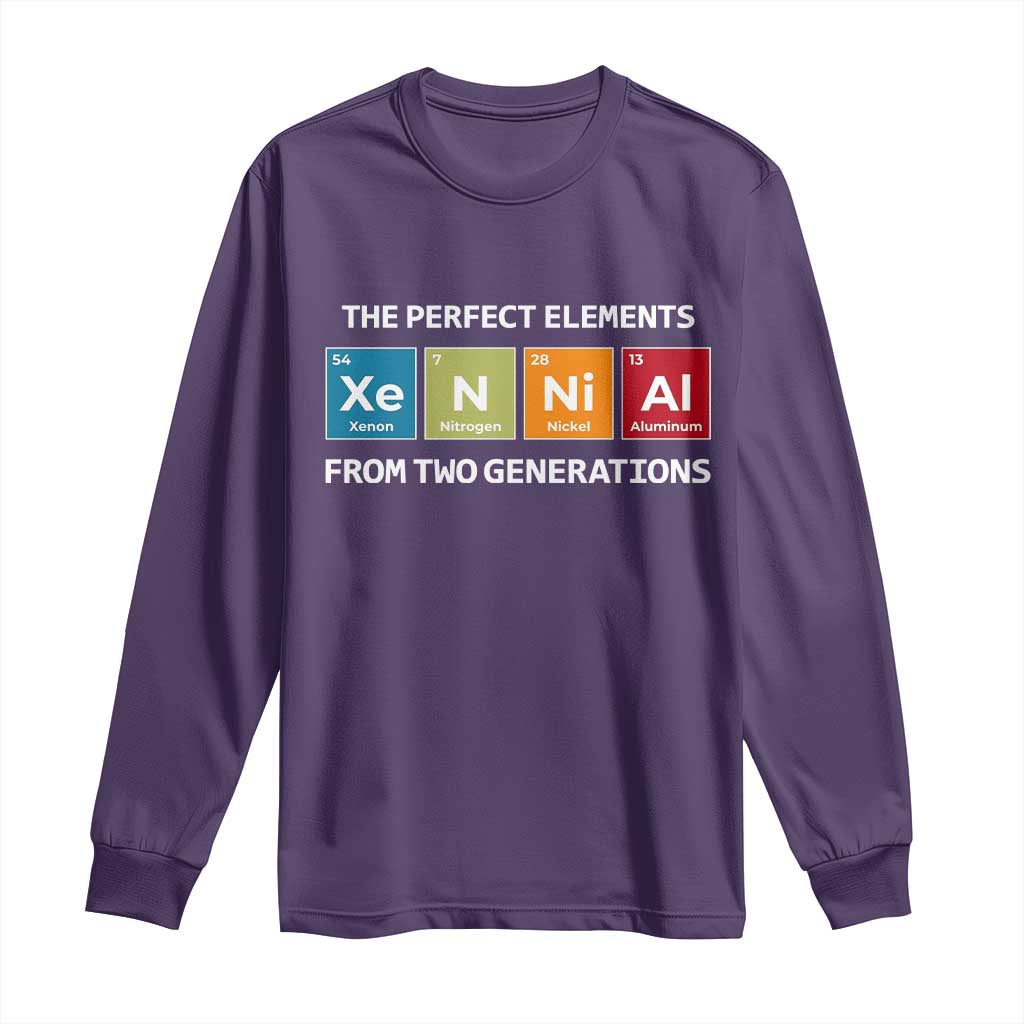 Xennial The Perfect Elements From Two Generations Long Sleeve Shirt Periodic Table Science Graphic TS02 Purple Print Your Wear