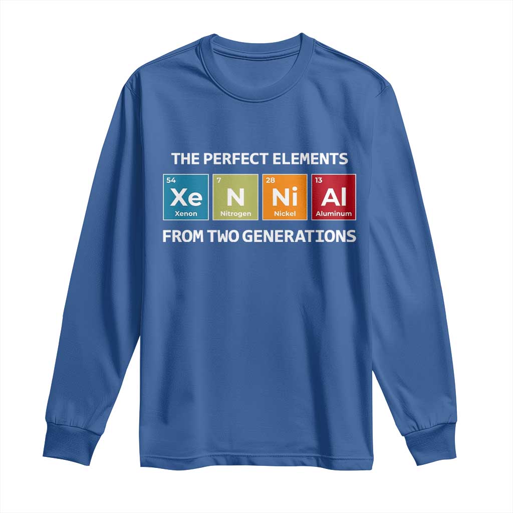 Xennial The Perfect Elements From Two Generations Long Sleeve Shirt Periodic Table Science Graphic TS02 Royal Blue Print Your Wear