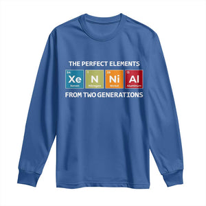 Xennial The Perfect Elements From Two Generations Long Sleeve Shirt Periodic Table Science Graphic TS02 Royal Blue Print Your Wear