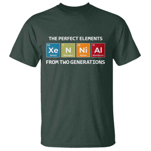 Xennial The Perfect Elements From Two Generations T Shirt Periodic Table Science Graphic TS02 Dark Forest Green Print Your Wear