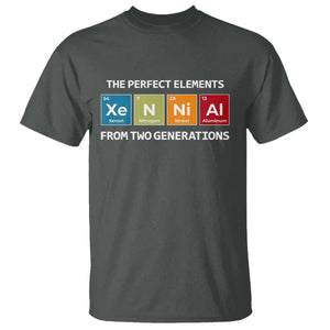 Xennial The Perfect Elements From Two Generations T Shirt Periodic Table Science Graphic TS02 Dark Heather Print Your Wear