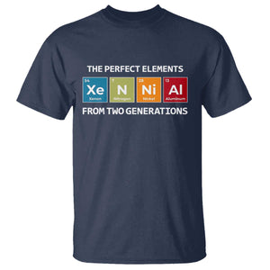 Xennial The Perfect Elements From Two Generations T Shirt Periodic Table Science Graphic TS02 Navy Print Your Wear