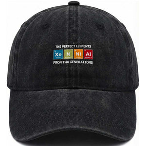 Xennial The Perfect Elements From Two Generations Washed Cotton Baseball Cap Periodic Table Science Graphic TS02 Print Your Wear