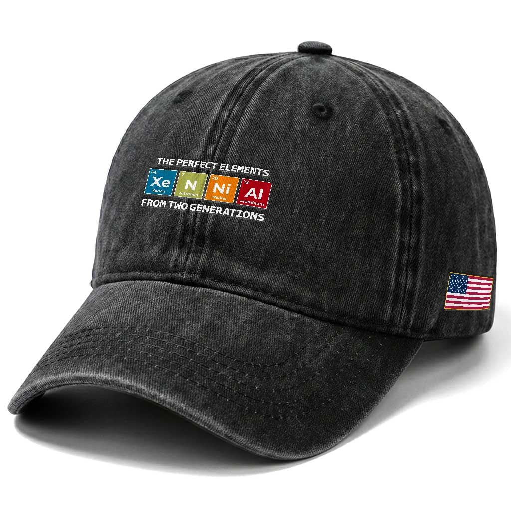 Xennial The Perfect Elements From Two Generations Washed Cotton Baseball Cap Periodic Table Science Graphic TS02 Print Your Wear