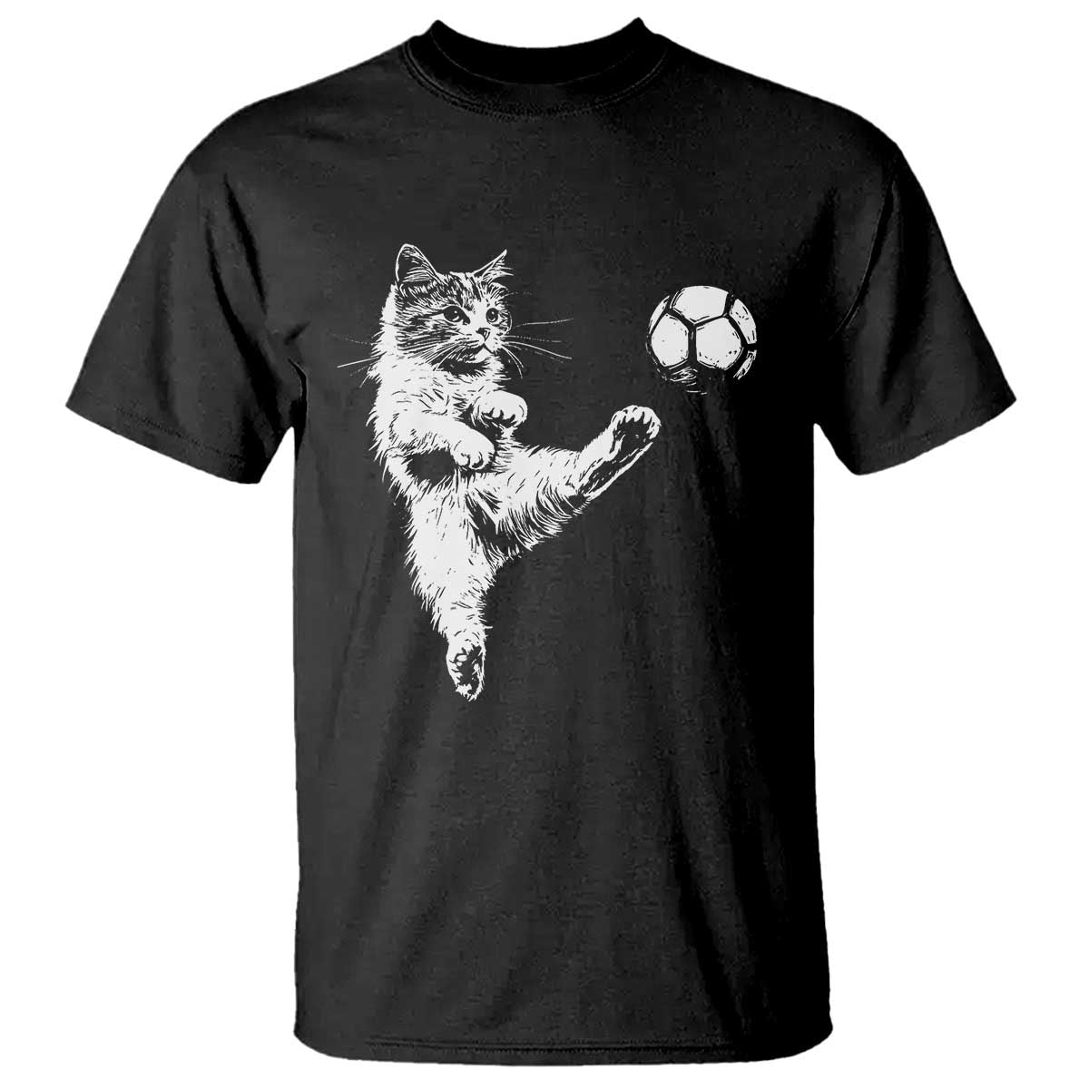 Vintage Sketch Soccer Cat Graphic T Shirt Kitten Kicking Football Sports Lover TS02 Black Print Your Wear