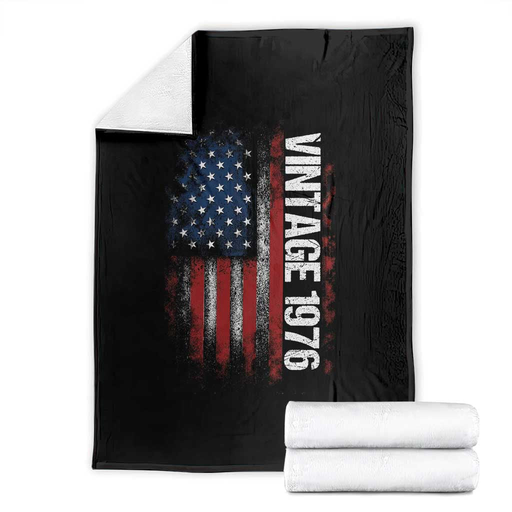 1976 Distressed American Flag Throw Blanket Patriotic 50th Birthday Graphic TS02 Black Print Your Wear
