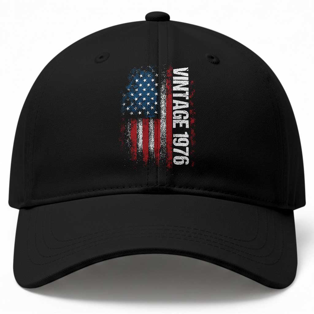 1976 Distressed American Flag Baseball Cap Patriotic 50th Birthday Graphic TS02 Print Your Wear