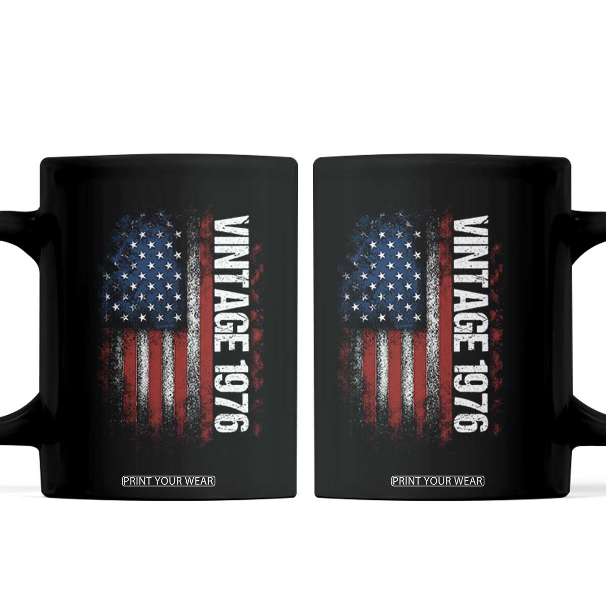 1976 Distressed American Flag Coffee Mug Patriotic 50th Birthday Graphic TS02 Black Print Your Wear