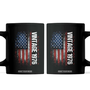 1976 Distressed American Flag Coffee Mug Patriotic 50th Birthday Graphic TS02 Black Print Your Wear