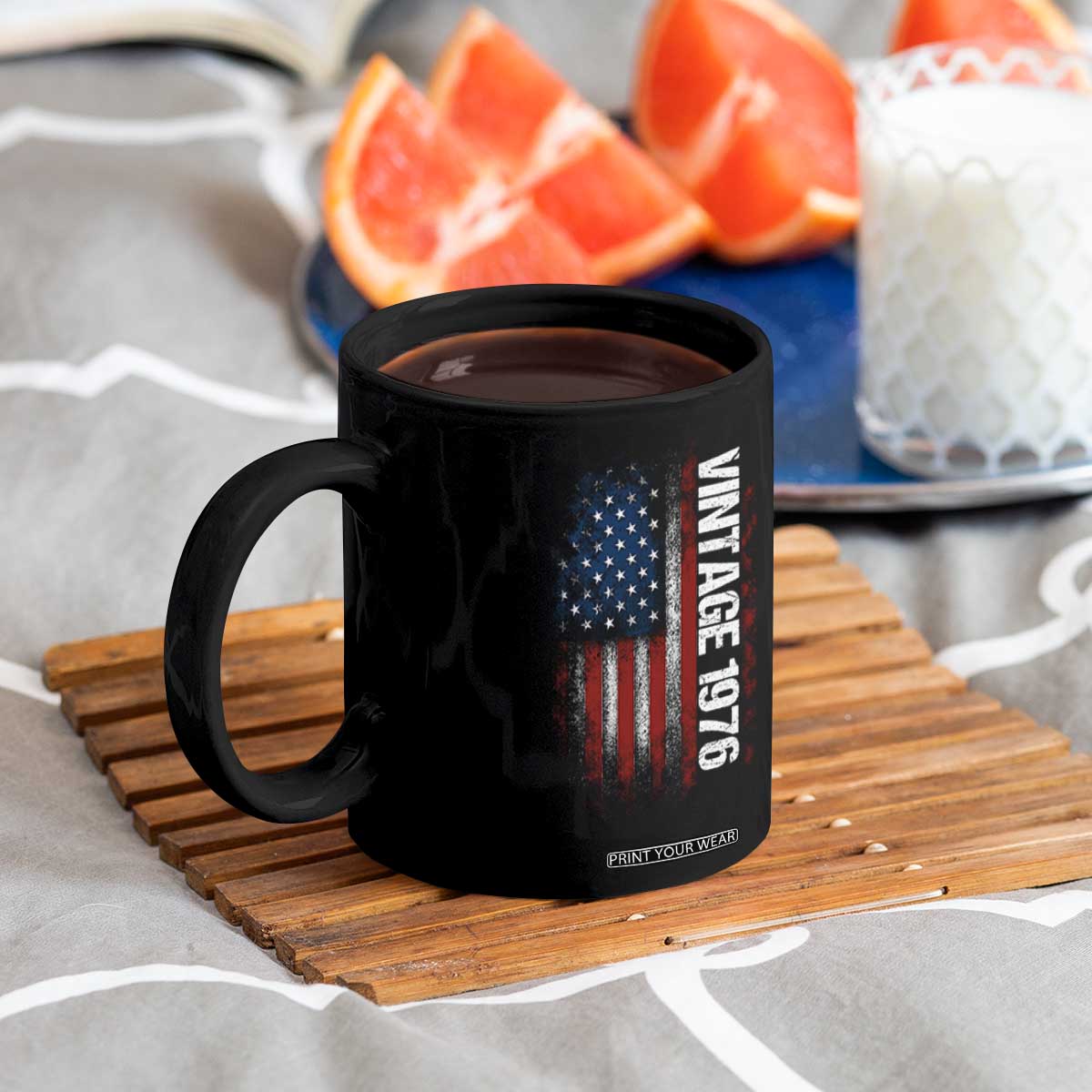 1976 Distressed American Flag Coffee Mug Patriotic 50th Birthday Graphic TS02 Print Your Wear
