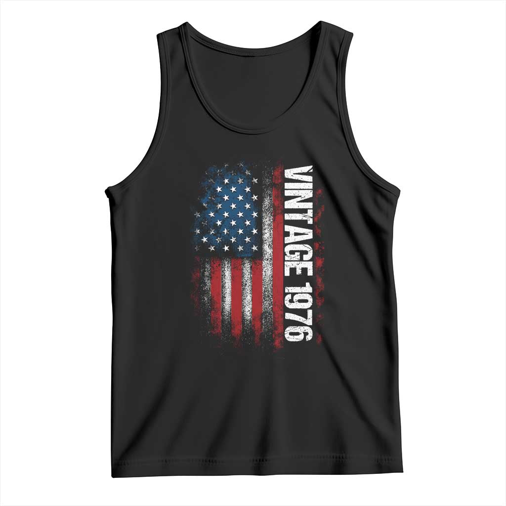 1976 Distressed American Flag Tank Top Patriotic 50th Birthday Graphic TS02 Black Print Your Wear