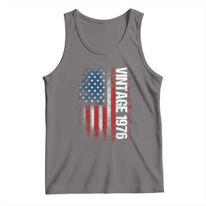 1976 Distressed American Flag Tank Top Patriotic 50th Birthday Graphic TS02 Deep Heather Print Your Wear