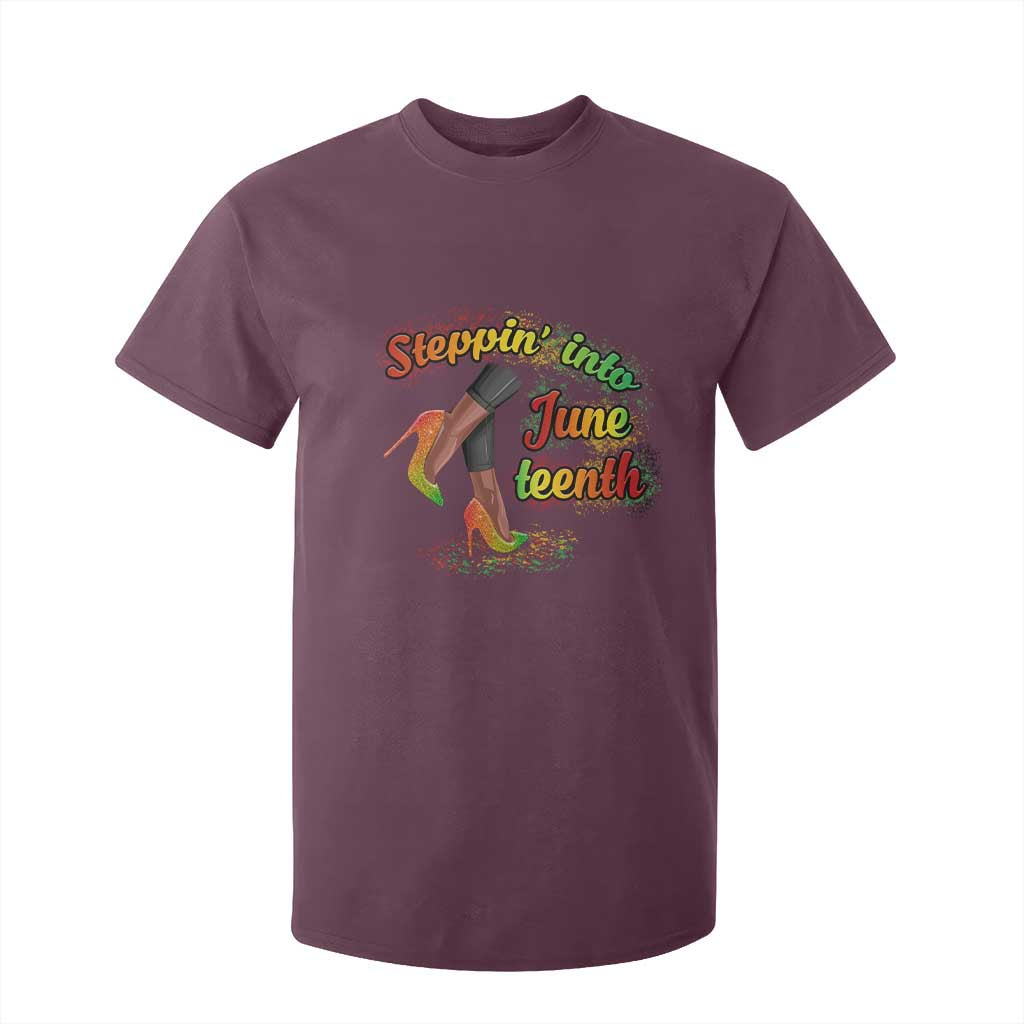 Stepping Into Juneteenth T Shirt For Kid High Heels African American Black History TS02 Maroon Print Your Wear