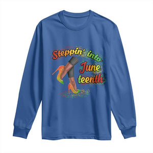 Stepping Into Juneteenth Long Sleeve Shirt High Heels African American Black History TS02 Royal Blue Print Your Wear