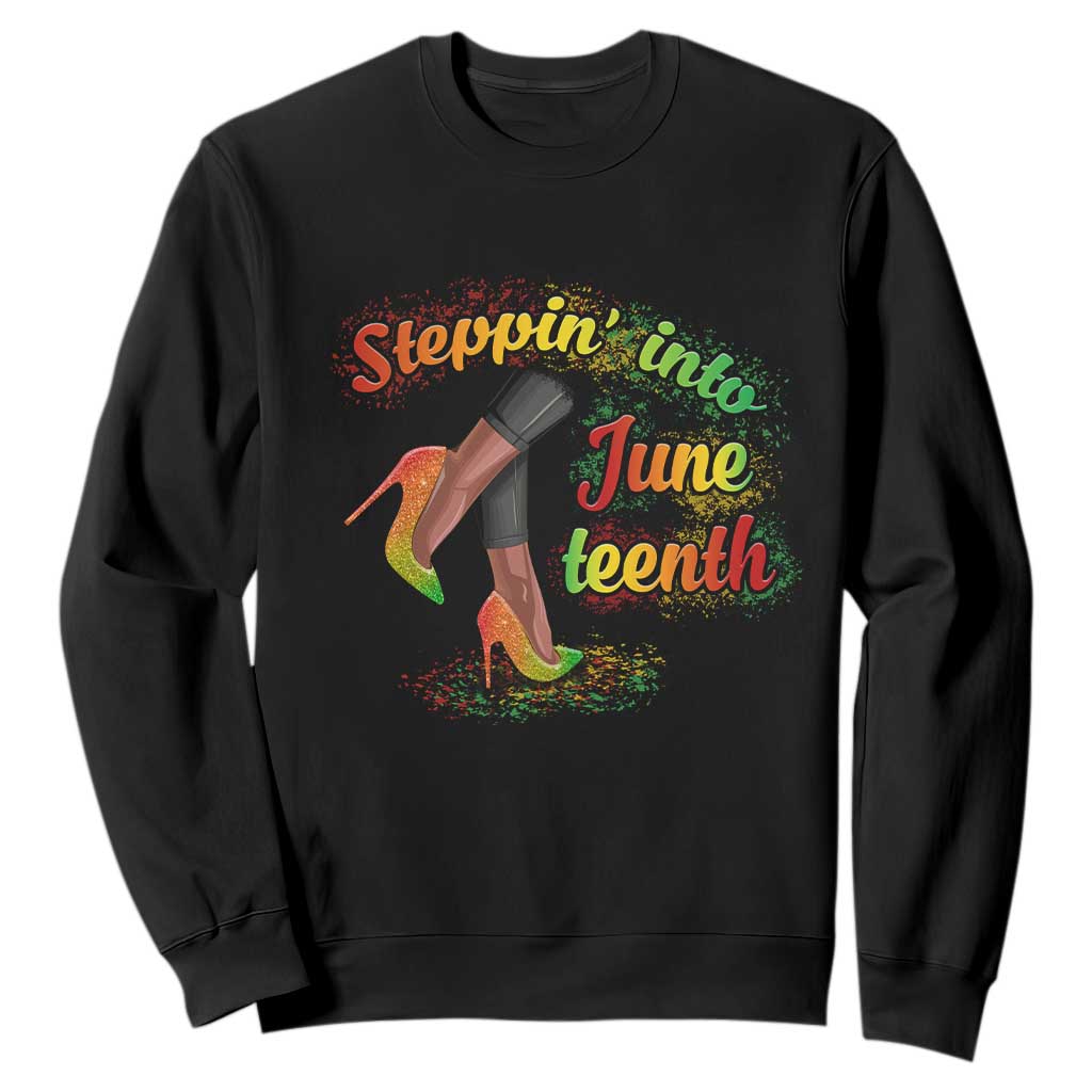 Stepping Into Juneteenth African American Black History Sweatshirt TS02 Black Printyourwear