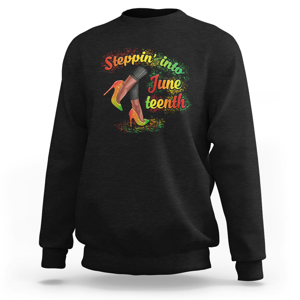 Stepping Into Juneteenth African American Black History Sweatshirt TS02 Dark Heather Printyourwear