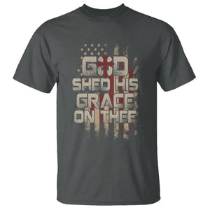 God Blessing T Shirt God Shed His Grace On Thee Amercan Flag Christian Cross TS02 Printyourwear