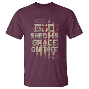 God Blessing T Shirt God Shed His Grace On Thee Amercan Flag Christian Cross TS02 Printyourwear