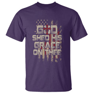 God Blessing T Shirt God Shed His Grace On Thee Amercan Flag Christian Cross TS02 Printyourwear