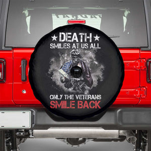 Veteran Spare Tire Cover Death Smiles At Us All Only The Veterans Smile Back American Flag Cover Skeleton TS02 Black Print Your Wear