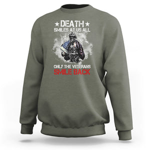 Death Smiles At Us All Only The Veterans Smile Back American Flag Cover Skeleton Sweatshirt TS02 Printyourwear